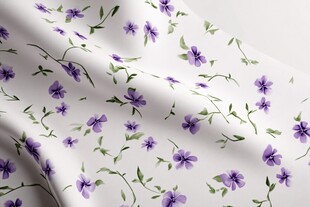 紫花绿叶印花布料纹理