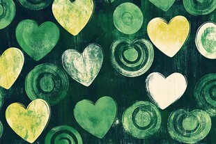 绿调爱心圆圈图案背景