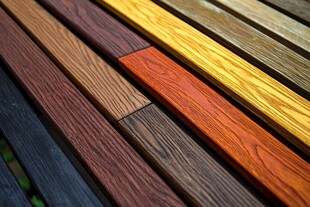 多彩实木板材纹理特写