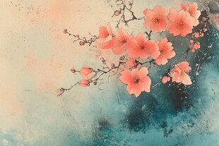 水墨桃花 春日烂漫之景