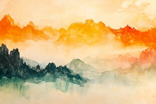 水墨山川 梦幻霞光意境美