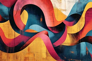 抽象多彩波浪艺术画作