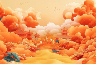 秋日云海中的古韵仙境