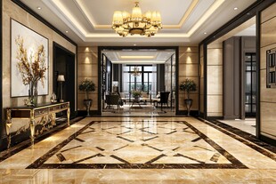 豪华大气的现代客厅走廊