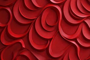 红色立体纸艺波浪纹理图案
