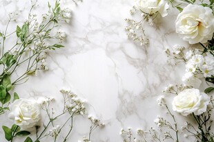 白玫瑰大理石背景花卉图
