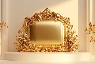 奢华金色雕花相框展示