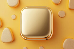 金色方形按钮与点缀元素