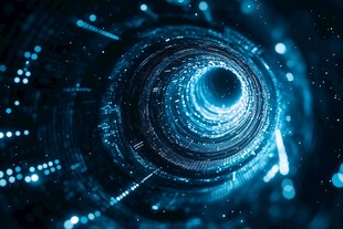 科技感蓝色虚拟数字隧道