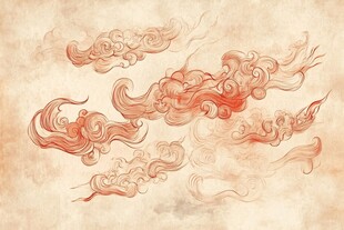 中式古风手绘吉祥云纹图案