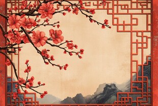 中式红梅窗景 雅致意境