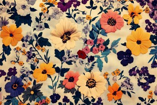 多彩花卉图案布料