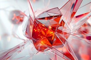 炫彩红色几何晶体艺术图