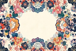 复古花卉环绕的空白背景