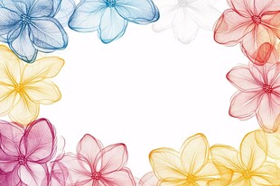 多彩花朵边框装饰图案