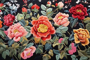 繁花似锦牡丹刺绣图案