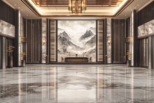 中式奢华大堂山水意境空间