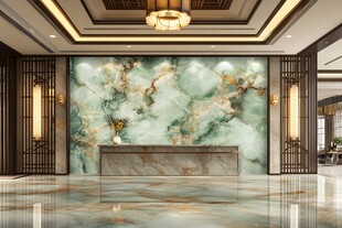 中式奢华大理石玄关背景墙