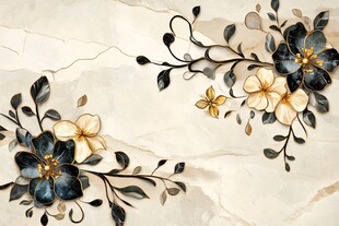 立体花卉大理石纹背景图