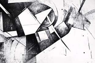 黑白几何抽象艺术画作