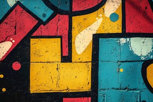 多彩街头涂鸦墙面艺术