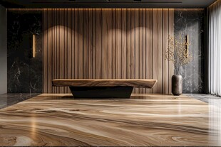 现代简约风木质接待台空间