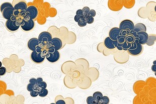 中式云纹花朵图案背景