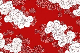 红色祥云图案纹理背景