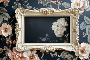 复古金框搭配花卉背景
