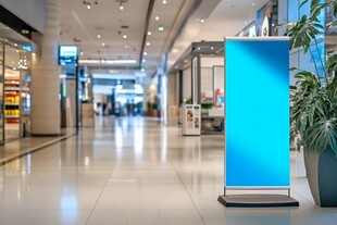 商场内的蓝色空白展示牌