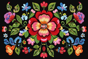 多彩花卉刺绣图案设计