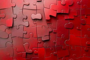 红色拼图 待完成的视觉盛宴