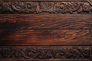 复古雕花木板纹理特写