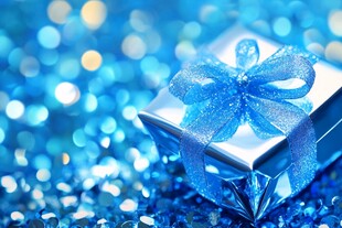 蓝色璀璨礼品盒的梦幻瞬间