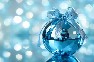 蓝色圣诞装饰球 闪亮背景