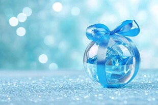蓝色系晶莹礼物球装饰品