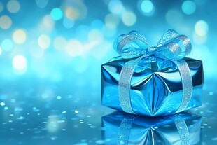 蓝色精美礼品盒的梦幻呈现