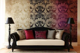 欧式复古风沙发与壁纸装饰