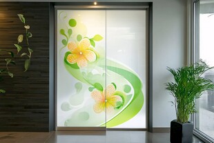 清新花卉玻璃移门设计