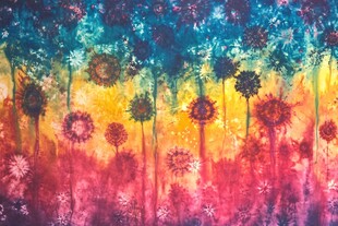 梦幻多彩蒲公英抽象画作