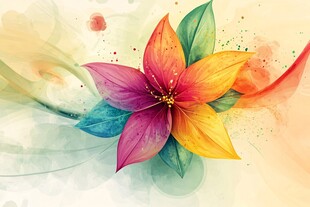 绚丽水彩花朵艺术插画