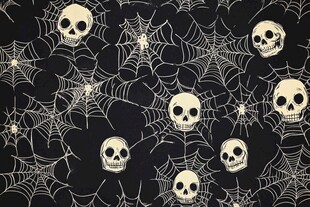 骷髅蛛网图案 神秘万圣节风