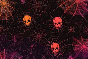 万圣节蛛网骷髅恐怖背景