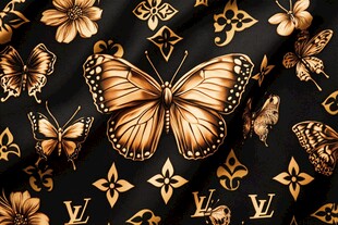 黑金蝴蝶LV元素印花图案