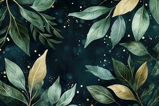深绿背景下的梦幻叶片图案