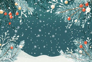 冬日雪景圣诞装饰背景图