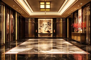 豪华中式风格酒店大堂空间