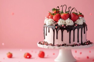 草莓巧克力淋面生日蛋糕