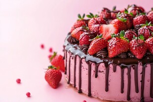 草莓巧克力淋面美味蛋糕