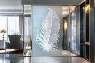 现代风羽毛艺术玻璃隔断